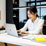 **

A dynamic startup marketer, female, in stylish yet professional attire, working at a bright, modern co-working space in Tokyo. Laptop open, surrounded by creative tools like sketchbooks and sticky notes. Energetic vibe. Keywords: デジタルマーケター, スタートアップ, 東京, SEO, データ分析, グロースハック, ウェブマーケティング, ポートフォリオ, キャリアパス, 転職成功, 成長, 挑戦, 情熱, 躍動感.

**