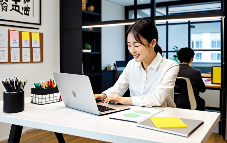 **

A dynamic startup marketer, female, in stylish yet professional attire, working at a bright, modern co-working space in Tokyo. Laptop open, surrounded by creative tools like sketchbooks and sticky notes. Energetic vibe. Keywords: デジタルマーケター, スタートアップ, 東京, SEO, データ分析, グロースハック, ウェブマーケティング, ポートフォリオ, キャリアパス, 転職成功, 成長, 挑戦, 情熱, 躍動感.

**