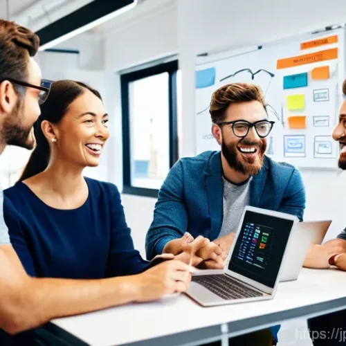 스타트업 마케팅 직무 분석 - **Prompt:** A dynamic, diverse team of startup marketers, comprised of men and women in their late 2...