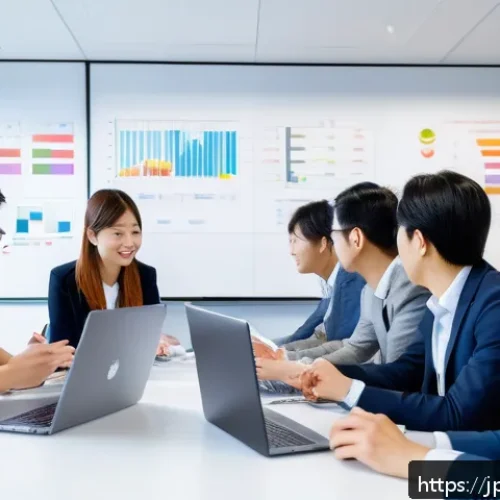 스타트업 마케팅 주요 이론 - A modern startup marketing team brainstorming session in a bright, stylish office with diverse young...